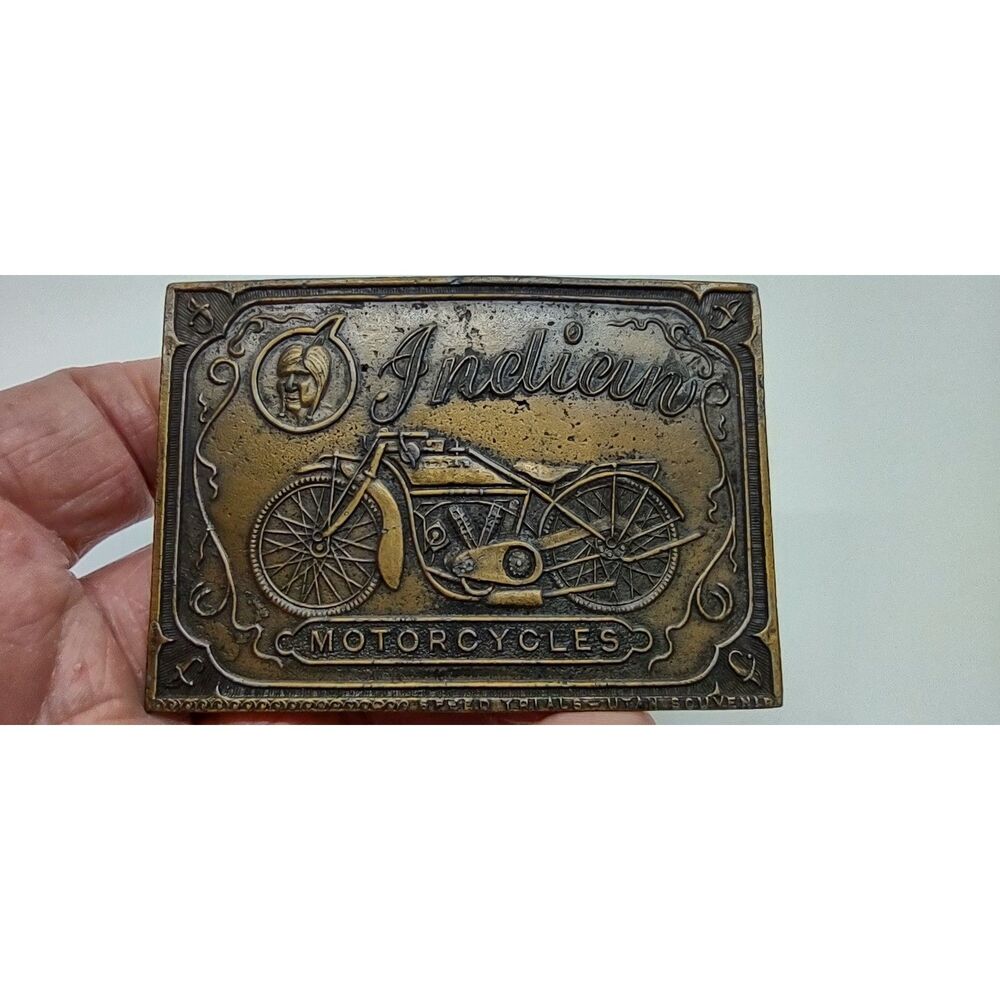 Indian Motorcycles-Speed Trials-Utah Souvenir Vintage Belt Buckle